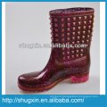 Shugxin Dark Red Household Women's High rubber rainboots Low Heel B-819